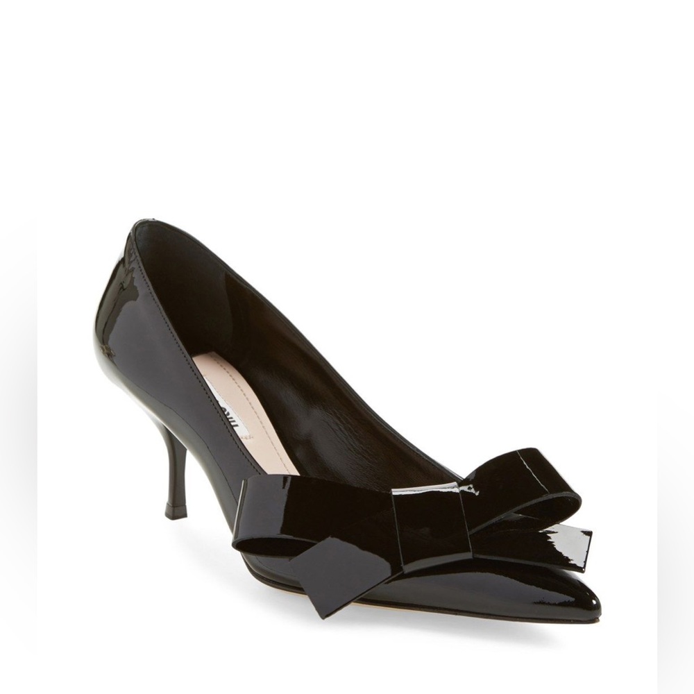NWT Miu MIU Bow Pump Black Patent